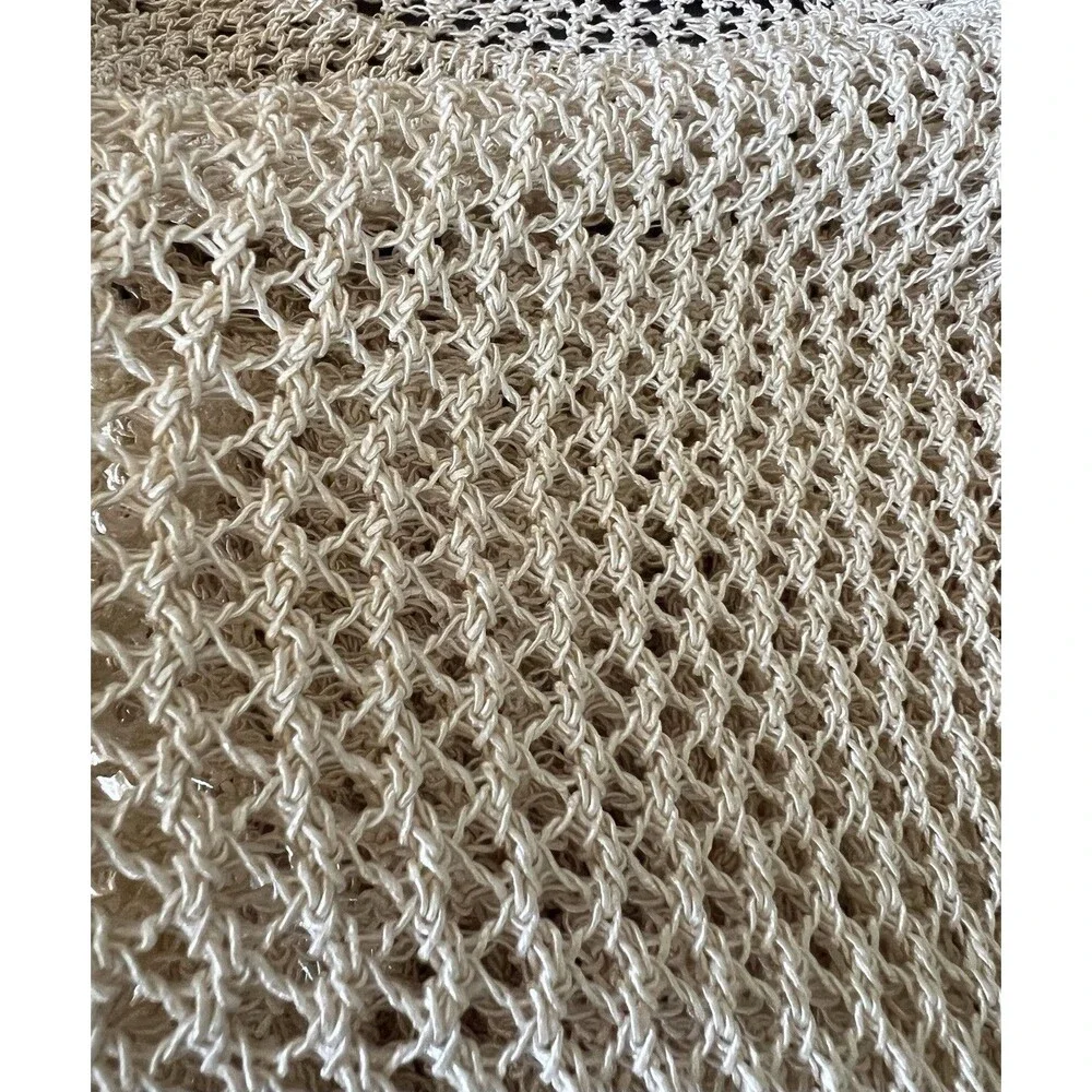 ZARAKNIT Beige Knit Openwork Long Sleeve Boat Neck Women's Top Small